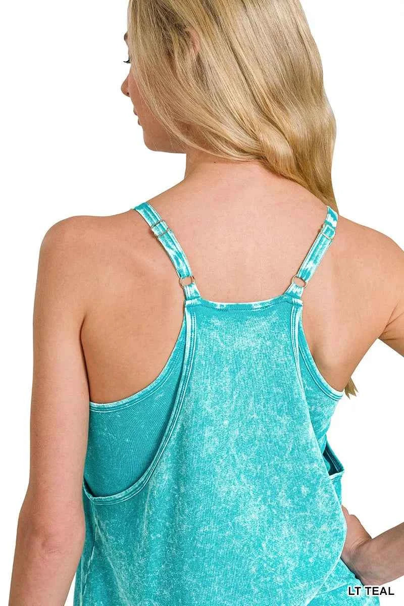 Zenana Cami Mini Dress Acid Washed Light Teal With Built-in Romper Liner 1b5526e385f24bfb999d8da19581d448-Max-Origin Trendsi