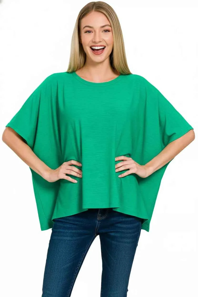 Zenana T-Shirt Green Round Neck Short Sleeve Top 1b81aa81-8cd1-4a05-ad31-075cecc581b9-Max-Origin Trendsi