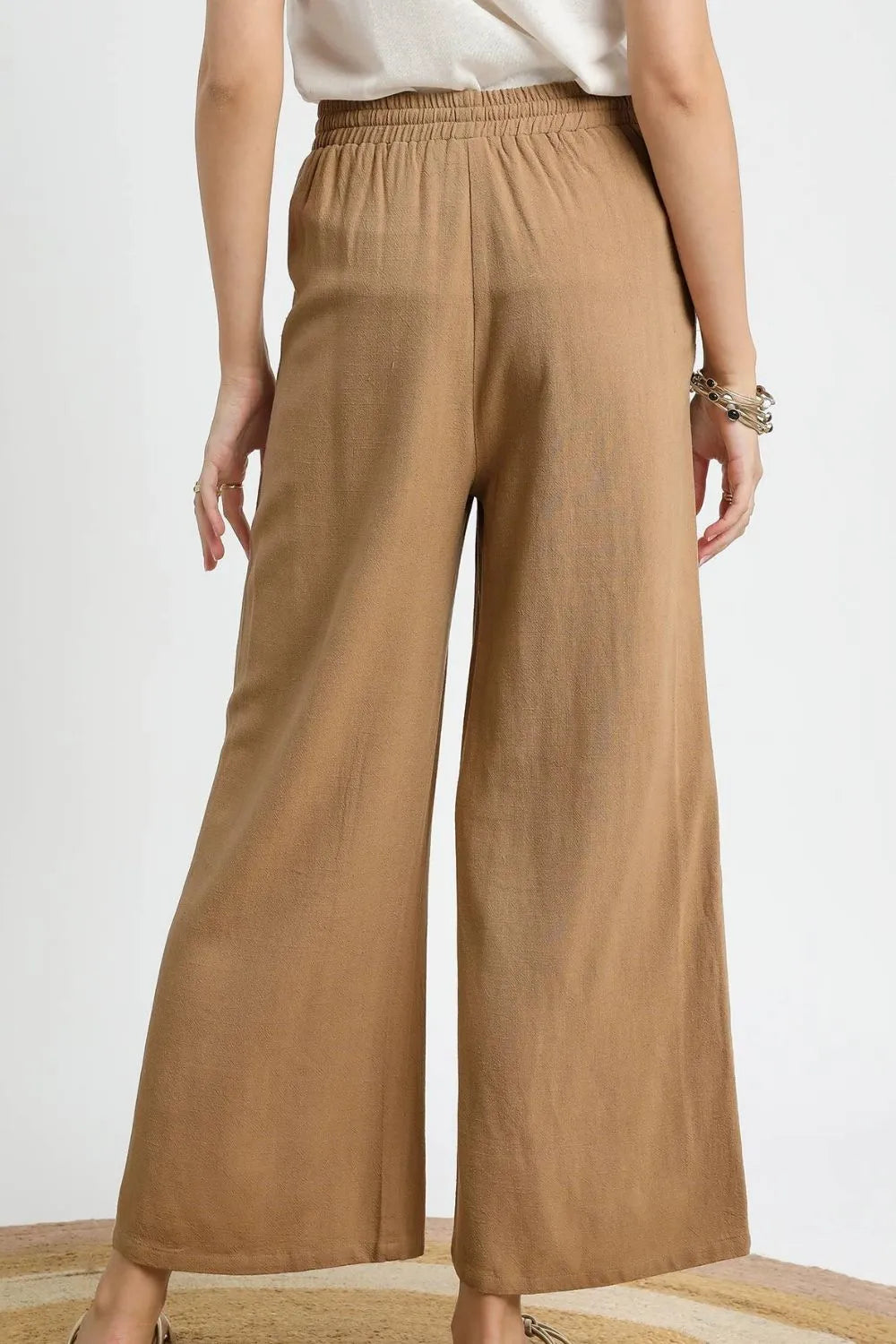 Umgee Wide Leg Pants Women's Linen Cotton Camel Drawstring Pocketed 1b95b844-889f-4e63-8604-e4e3979a40b3-Max-Origin Trendsi
