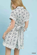 Umgee Mini Shirt Dress Cream Border Print Cotton Belted Short Sleeve 1b9c61c8-7282-4b13-8e34-a7bd89d9328d-Max-Origin Trendsi