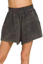 Zenana Washed Double Gauze Shorts