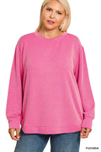 Zenana Women's Raised Rib Knit Top Fuchsia Round Neck Long Sleeve Plus Sizes 1bb81737-b908-49e0-9162-558ca47c5ea8-Max-Origin Trendsi