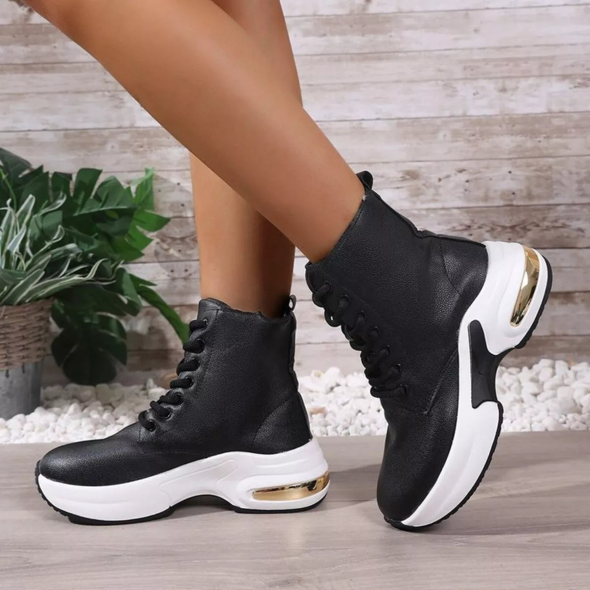 Women's Ankle Boots Pu Leather Lace Up Platform Mid Heels Shoes 1c1b1b63a92c40a1b1afb55c61150171-Max-Origin Trendsi