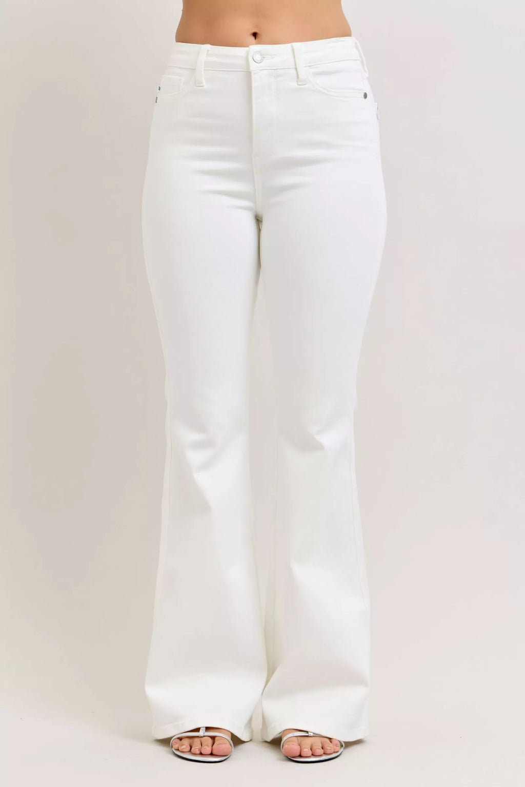 Judy Blue White Flare Jeans High-Waisted Tummy Control Denim Pants WHT 1c1db71c-cb7d-45b1-9158-52e2d4eab441-Max-Origin Trendsi