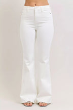 Judy Blue White Flare Jeans High-Waisted Tummy Control Denim Pants WHT 1c1db71c-cb7d-45b1-9158-52e2d4eab441-Max-Origin Trendsi