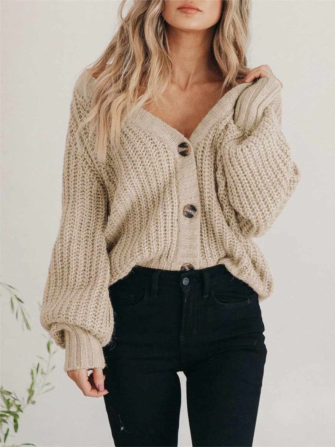 Knit Cardigan Oversized V Neck Long Sleeve Single Breasted 1c310bc8-2b4b-4755-932c-2c191951fd7f-Max Trendsi