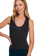 Zenana Ribbed Seamless Crop Tank Top
