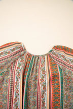 Bohemian Mini Dress Floral Print Buttoned V Neck Ruffle Short Sleeve 1c359d9b-d27d-420c-8230-0bbab36cee78-Max-Origin Trendsi
