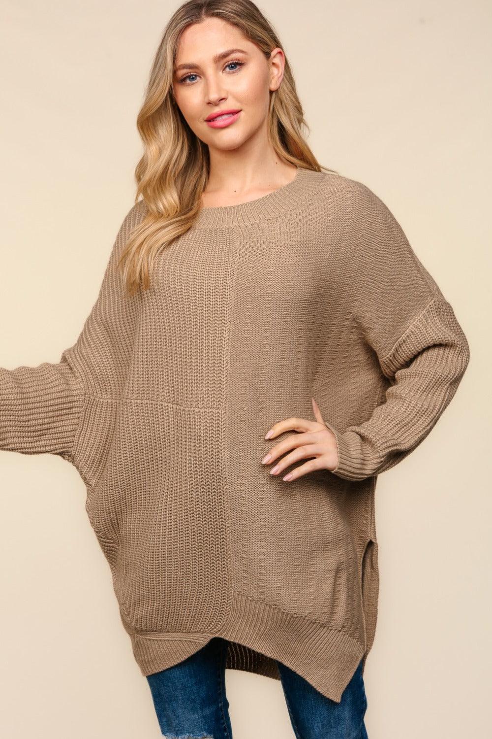 Haptics Sweater Side Slit Texture Asymmetric Oversized Knitwear 1c4fa1ae-6ad3-4ea9-85af-003f3661bd87-Max Trendsi