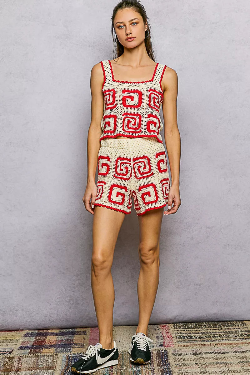 POL Handmade Crochet Cropped Tank Ivory Red with Granny Square Pattern 1c918ec4-3f7b-4f21-b7b6-2bd2361fec72-Max-Origin Trendsi