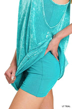 Zenana Cami Mini Dress Acid Washed Light Teal With Built-in Romper Liner 1c99df0f684c4effb653182fd5fa3d6f-Max-Origin Trendsi