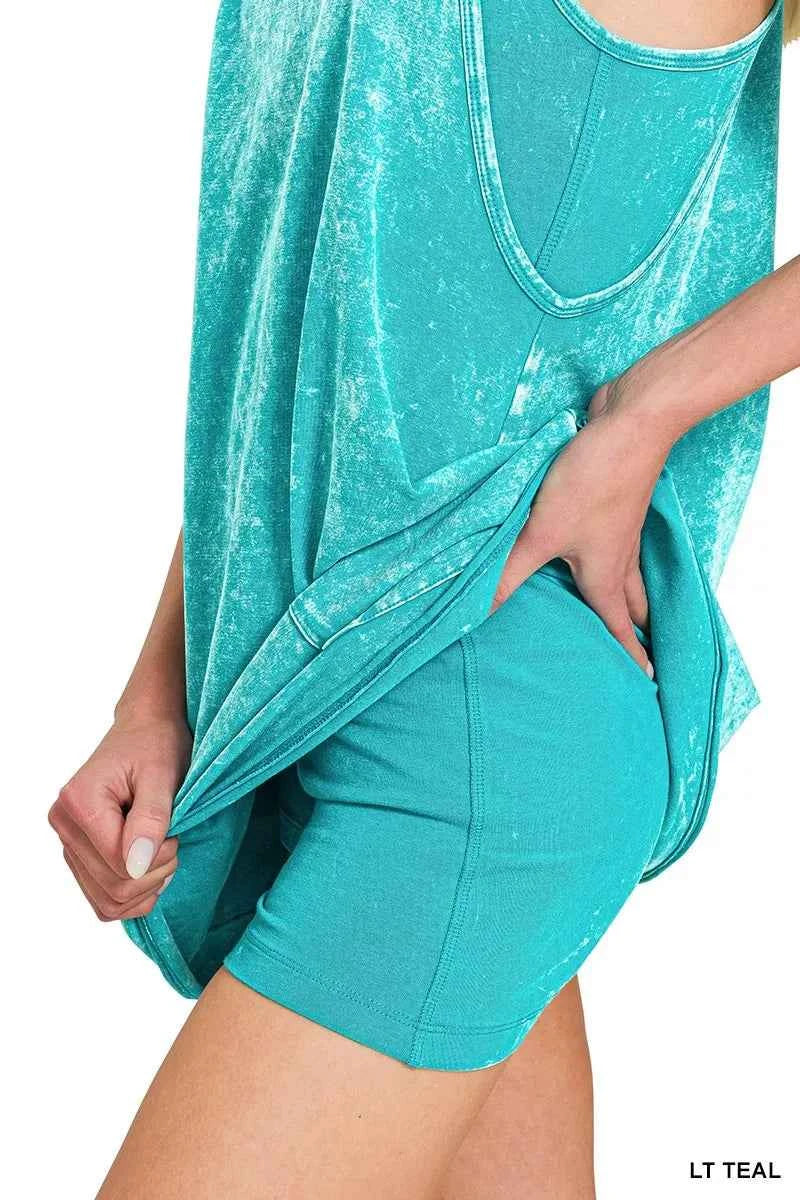 Zenana Cami Mini Dress Acid Washed Light Teal With Built-in Romper Liner 1c99df0f684c4effb653182fd5fa3d6f-Max-Origin Trendsi