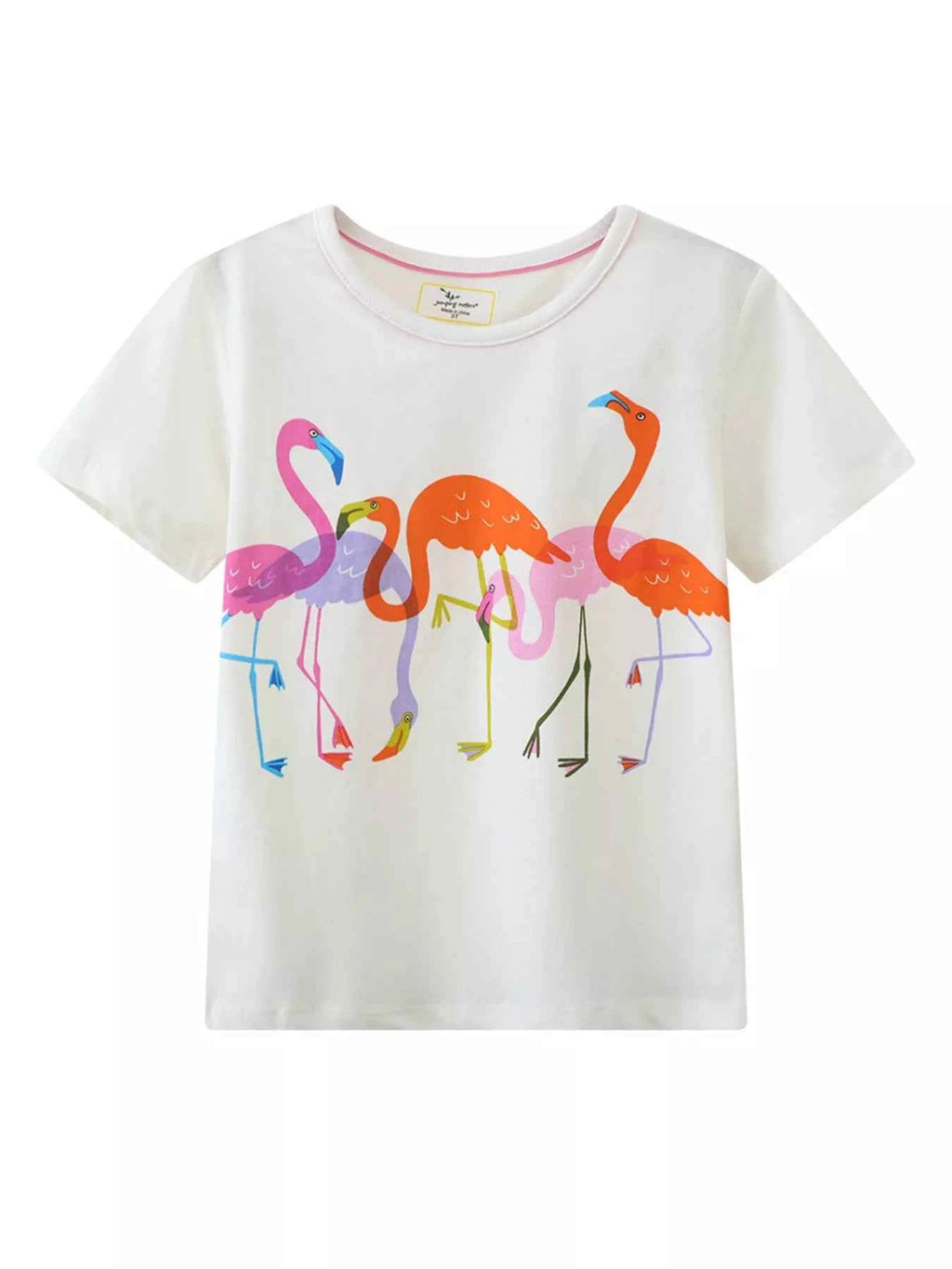 Girl's T-Shirt Children's Casual Cotton Top Flamingo Round Neck White White 1ca5c94abbc545499cf04ee54647f8c1-Max-Origin Trendsi