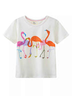 Girl's T-Shirt Children's Casual Cotton Top Flamingo Round Neck White White 1ca5c94abbc545499cf04ee54647f8c1-Max-Origin Trendsi