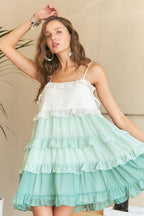 ADORA Mini Dress Ruffled Tiered Swiss Dot Gum Leaf Strappy 1cabfe7f-26ab-4f88-a368-788ecdaff284-Min Trendsi