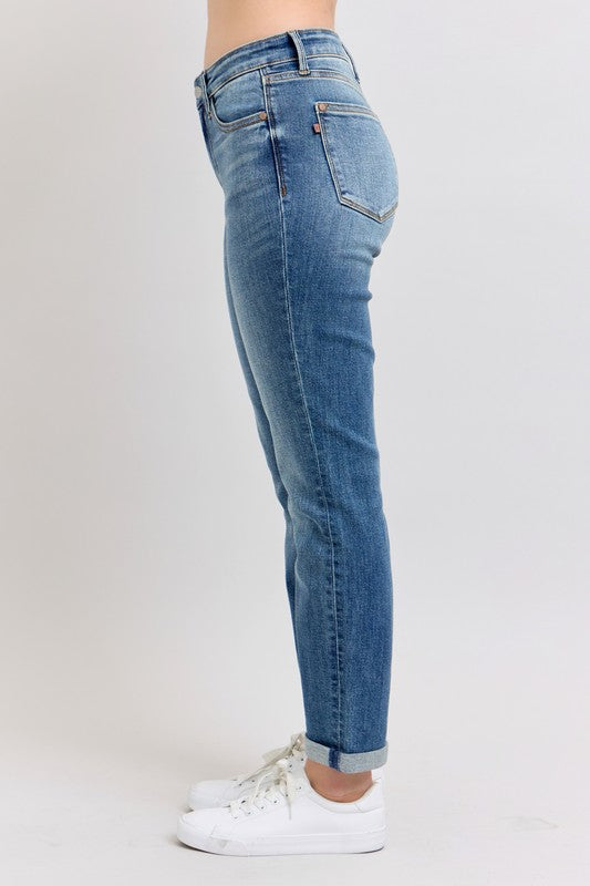 Judy Blue Jeans Mid Rise Skinny Cuff with Pockets Dark Wash Denim Pants 1cbe7c21-32c0-43b6-9ae8-e3dc30e71f72-Max Trendsi
