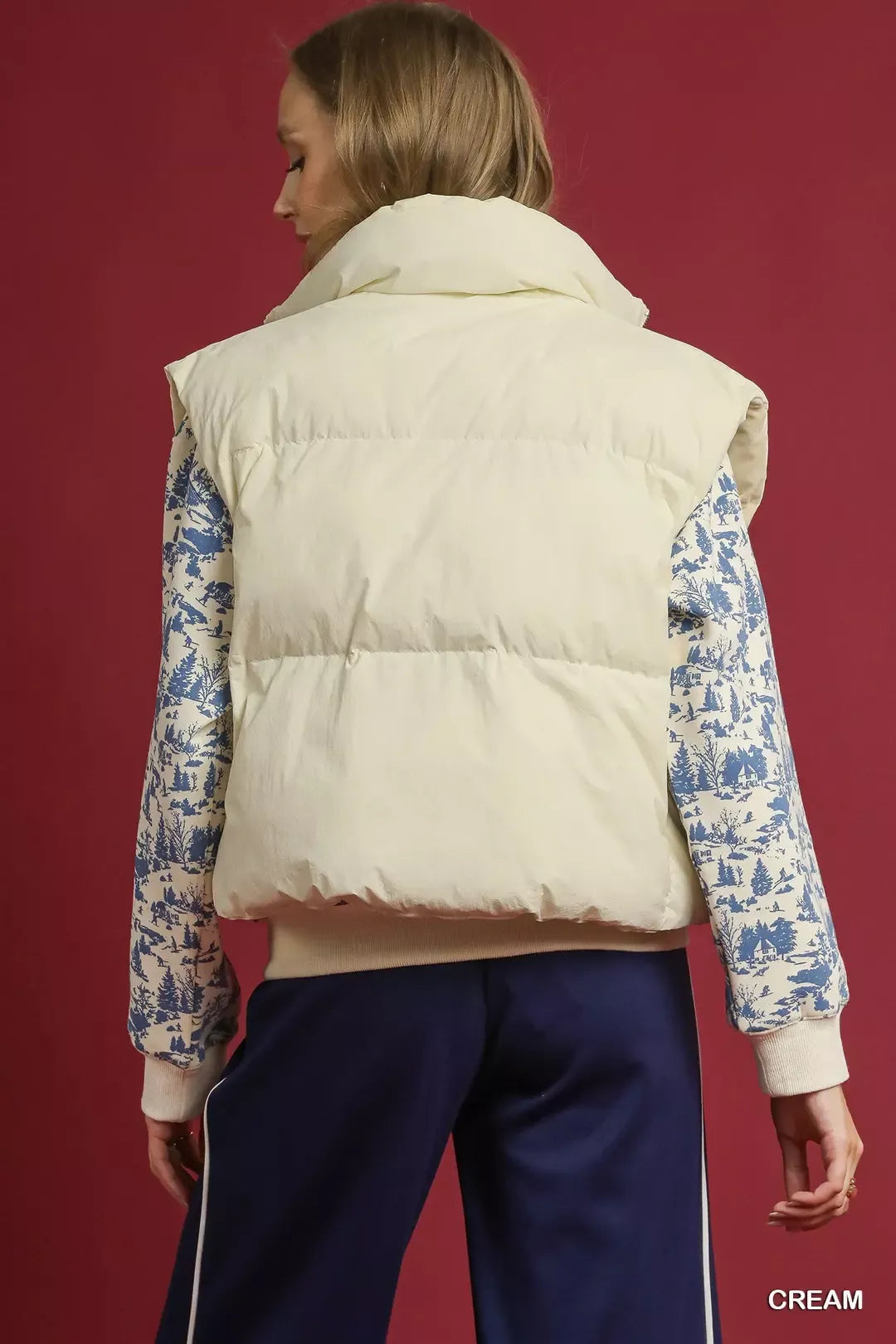 Umgee Womens Puffer Vest Cream High Neck with Zip Front 1cffcb5a-ec4c-4d64-9dc8-dae9554dc535-Max-Origin Trendsi