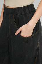 Umgee USA Women Black Pants Linen Cotton Elastic Waist Baggy with Pockets 1d0a5a21-7da4-436f-a574-e6892f02dc91-Max Trendsi