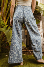 BiBi Jeans Blue Floral Texture Wide Leg High Waisted Pocketed Pants 1d2b125b6e6f465c9630af7978e97f4e-Max-Origin Trendsi