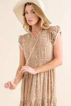And The Why Dress Boho Printed Tiered Ruffled Taupe Short Sleeve 1d56e5bb4a964e8fb4d8d0a6c3cbacd3-Max-Origin Trendsi