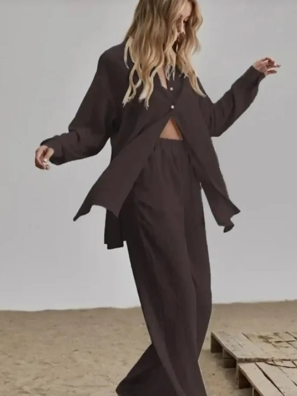 Women's Outfit Set Long Sleeve Shirt and Pants Set Pocketed Lightweight Two-piec 1d7f81d2ecf647dab50eeb42e325a3d2-Max-Origin Trendsi