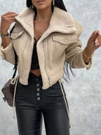 Womens Jacket Cropped Sherpa Trim Zip Up Fashion Outwear 1da3bda3c45442729a1c1b75d0fb429d-Max-Origin Trendsi