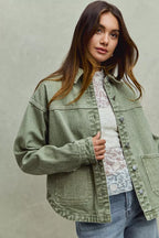 SO ME Womens Denim Shacket Olive Vintage Washed Button Twill Outwear 1dc5e00ef2964ec59759b742f26532b2-Max-Origin Trendsi