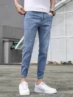 Men's Jeans Light Blue Wash Slim-Fit Denim Pants 1de1c454e0334bdaa6d913410919e605-Max-Origin Trendsi