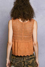 POL Crochet Cropped Tank with Scalloped Hem