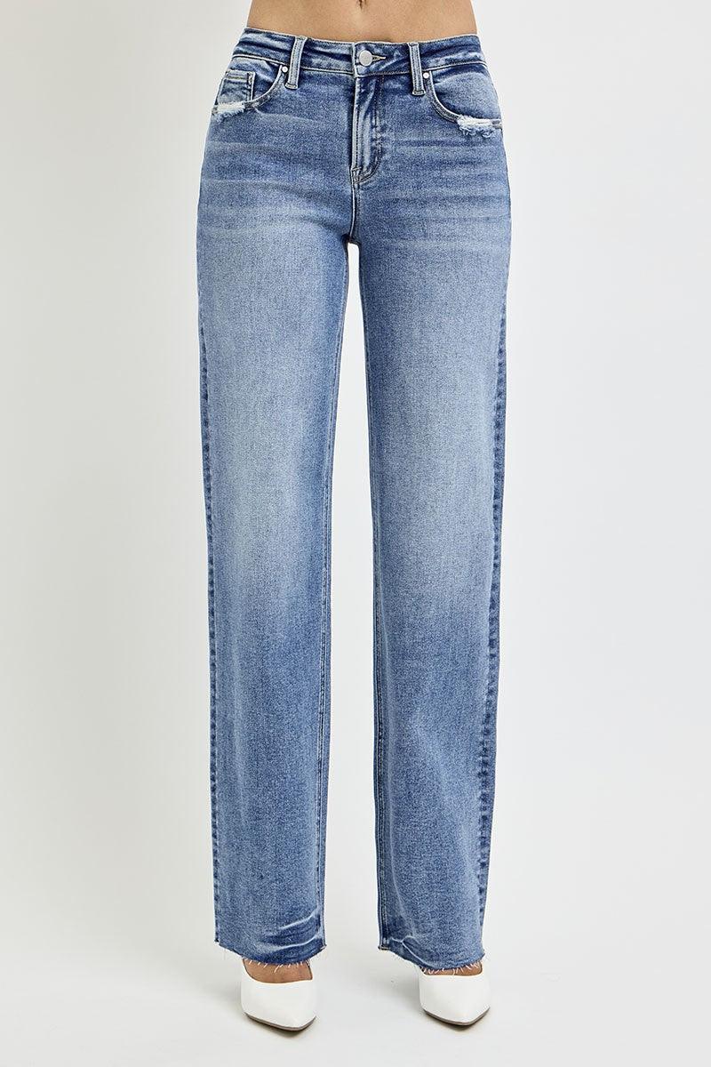 RISEN Jeans High Rise Straight Leg with Pockets Denim Pants