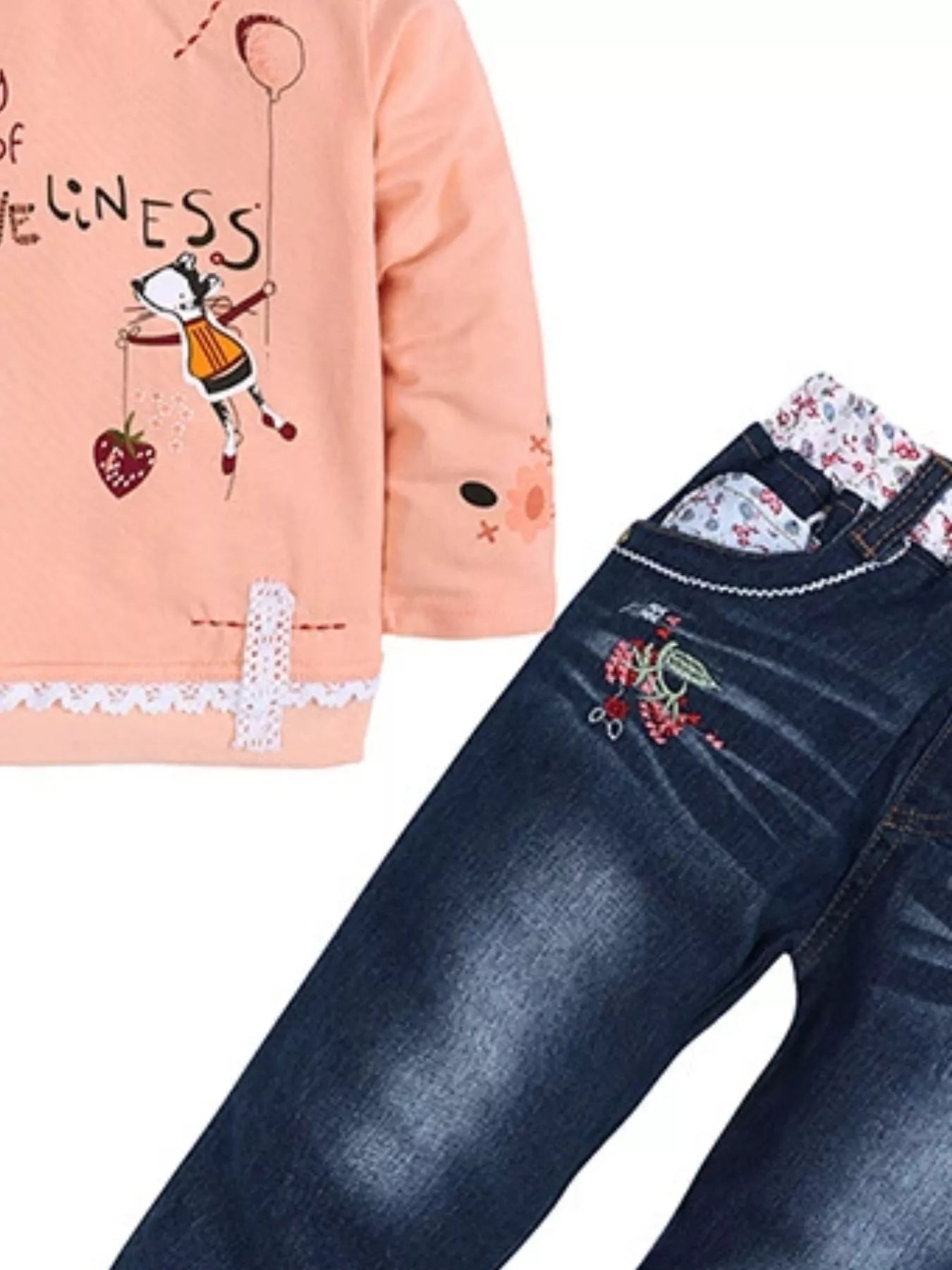 Girl's Outfit Set Long Sleeve Round Neck Top and Jeans for Children 1e311d25-a2fa-47bc-abf5-f3acf5985ba5-Max-Origin Trendsi