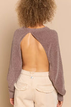 POL Women's Backless Sweater Chocolate Round Neck with Ribbed Edge 1e3915d8-34b9-40aa-b334-87699ef534f8-Max-Origin Trendsi