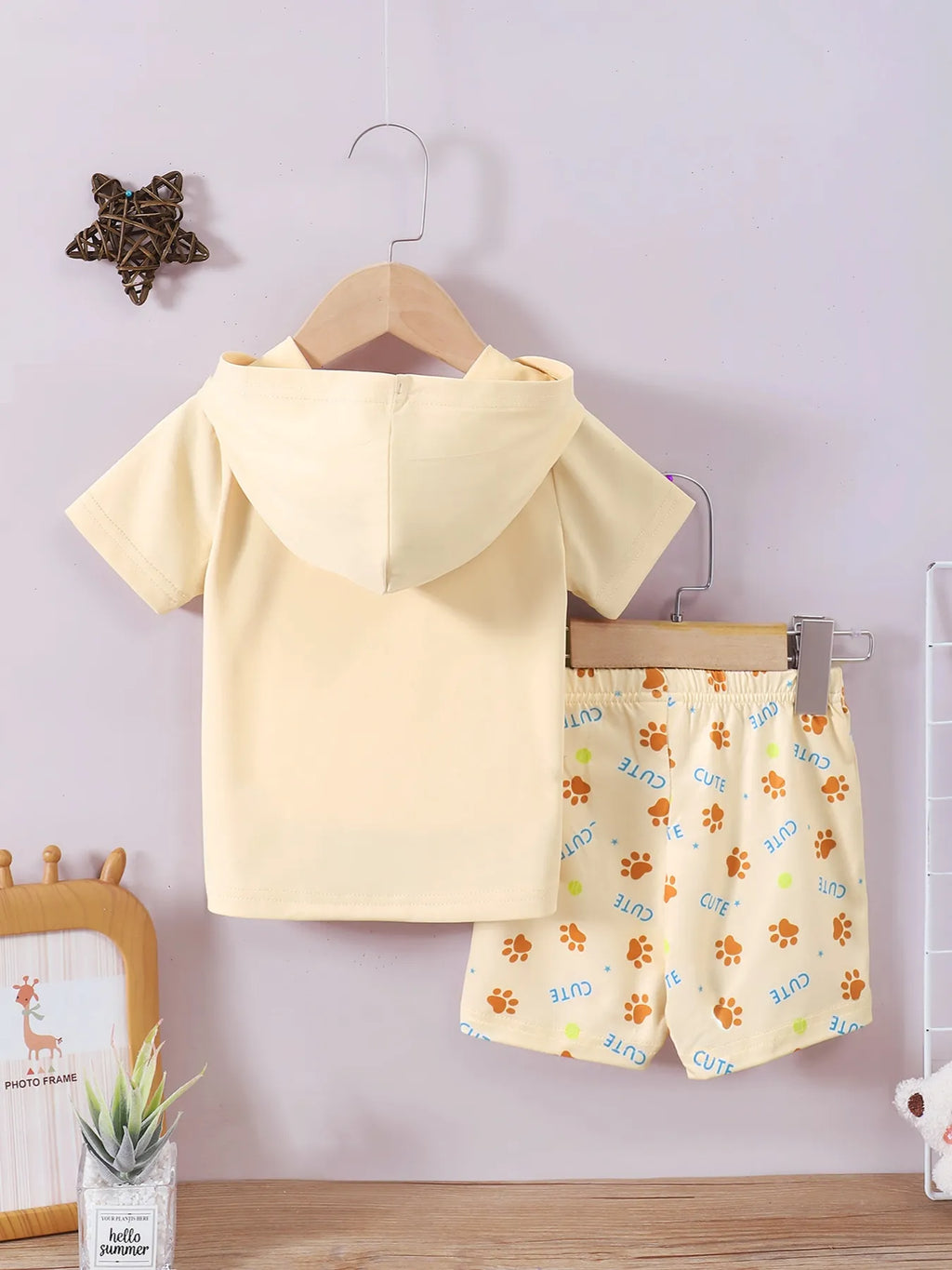 Baby Boy Set Pastel Yellow Dog Short Sleeve Hoodie and Shorts for Children 1e51746a-8ad1-49c7-ac37-765c14fa9649-Max-Origin Trendsi