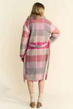 Davi & Dani USA Women Coat Longline Tied Striped Color Block Collared Belted 1e5e0e72-5e11-4869-8ddf-e6ba63a262fe-Max Trendsi