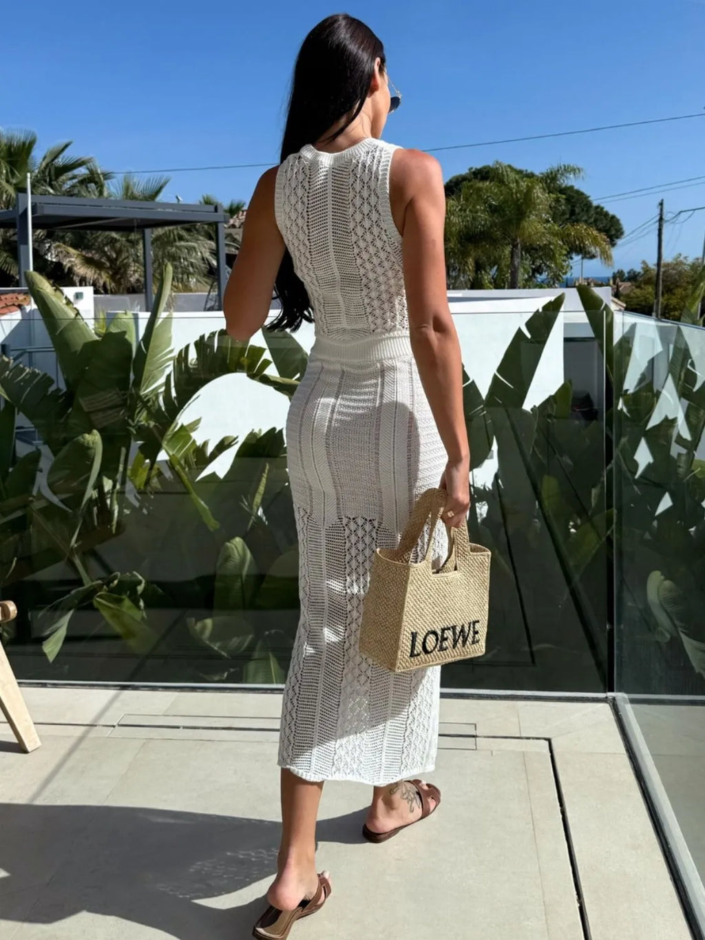 Crop Top and Slit Skirt Outfit Set Openwork Knit Round Neck Summer 2 Pcs 1e6c0f44-f07f-469a-8b50-2789cf648291-Max-Origin Trendsi