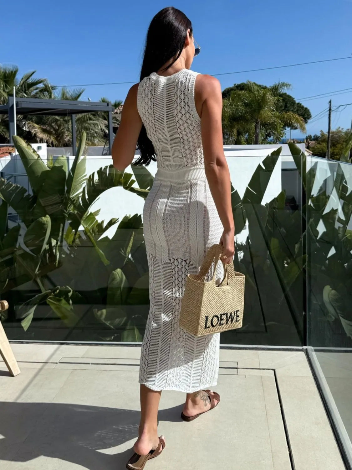 Crop Top and Slit Skirt Outfit Set Openwork Knit Round Neck Summer 2 Pcs 1e6c0f44-f07f-469a-8b50-2789cf648291-Max-Origin Trendsi