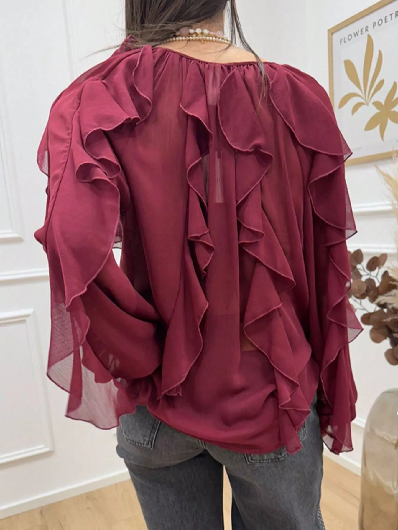 Womens Blouse Ruffled Layered Sheer Long Sleeve Top 1e90f9bd-b604-4747-8692-b8e9143479f6-Max-Origin Trendsi