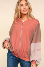 Haptics Bomber Jacket USA Stock Zip Up Color Block with Side Pockets Sienna Camel Sand 1e9d3406-1e94-439b-89dc-8c4fbda1d686-Max Trendsi