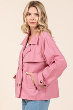 Mittoshop Trench Coat Rose Double Breasted Long Sleeve Short Jacket 1ea9cc85-d416-45a6-b0bd-a1b54a326a6c-Min Trendsi