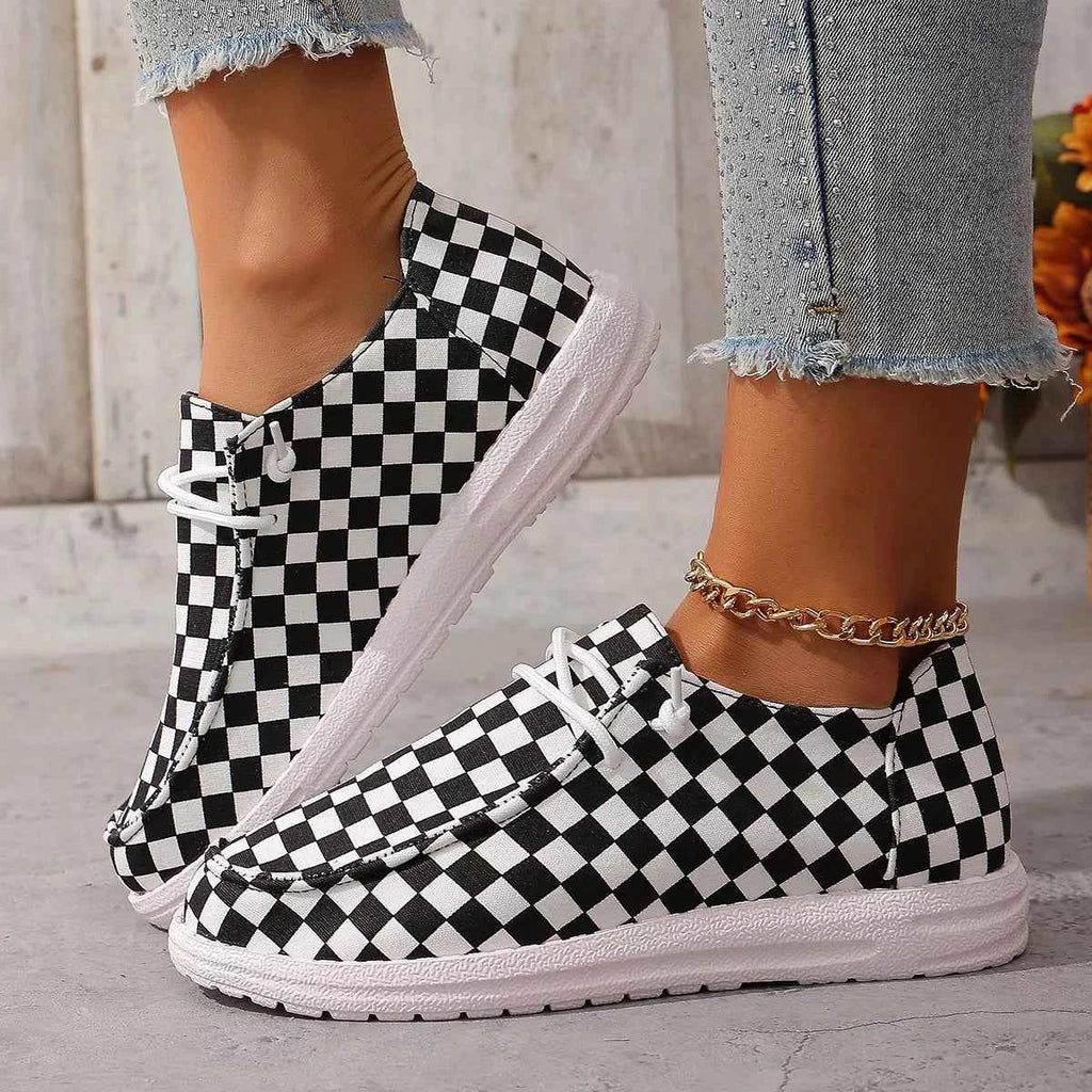 Checkerboard Pattern Casual Sneakers 1ec093fbbaf440d69b92350c15d636f8-Max-Origin Trendsi