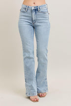 Judy Blue Jeans Tummy Control Light Wash Side Slit Slim Boot Denim Pants 1ec3dc2d-7b8f-4f9f-a015-d3450a0582b8-Max Trendsi