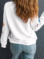 Halloween Pumpkin Women's Sweatshirt White Lantern Sequin Patched Long Sleeve 1ec62a53edfb42a9aee051f28e0ce7be-Max-Origin Trendsi