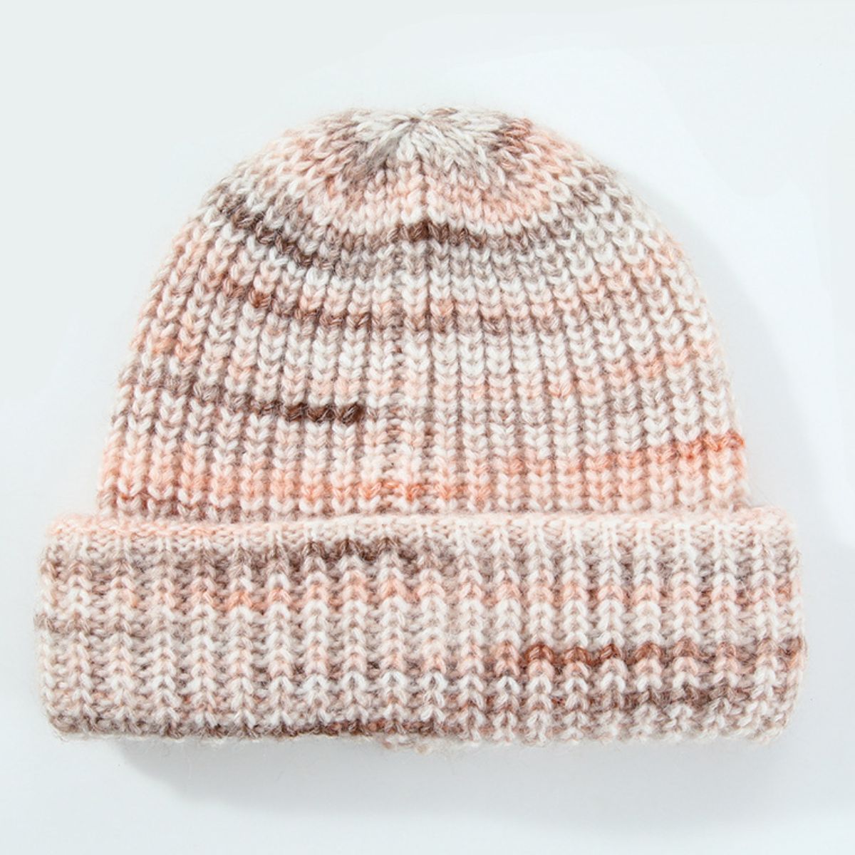 Women Knit Hat Thermal Contrast Colorblock Woolen Acrylic Blend Warm Hats