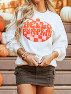 Halloween Women's Sweatshirt Pumpkin Patched Pattern White Long Sleeve Top 1edcb2e251b54288984561fe7e8c07b8-Max-Origin Trendsi