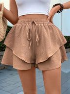 Perfee Layered Sheer Shorts Tied Elastic Waist Wrap Women's Shorts 1f050d67-6331-47e3-99d0-20be327a9a13-Min Trendsi