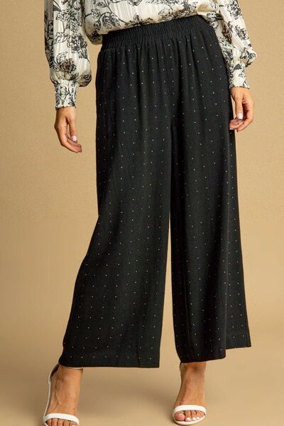 Umgee Linen Pants Black Rhinestone Embellished High Waisted Plus Sizes Black 1f0e0434-a55e-4cc1-b9c7-d0928e213ee1-Min Trendsi