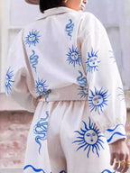 Women's Outfit Set Button Up Shirt Long Sleeve and Shorts White Blue 2 Pcs 1f1fd905-8e9e-480a-a9be-c96926c94ac1-Max-Origin Trendsi