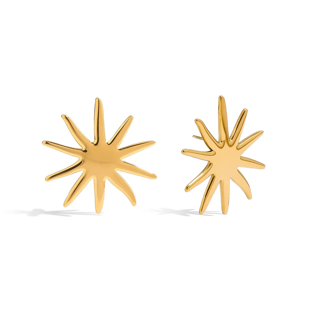 18K Gold-Plated Stud Earrings Starburst Golden Stainless Steel Jewelry 1f240da8-3714-46e7-9e46-2982cc881e47-Max-Origin Trendsi