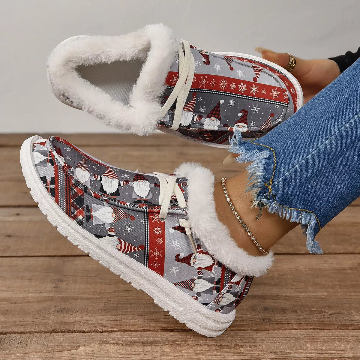 Christmas Women's Sneakers Print Round Toe Canvas Fluff Flats 1f363a2048b041ff814790fbb07b9ef8-Max-Origin Trendsi