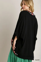 Umgee Kimono Black Cotton Embroidery Open Front with Pleated Shoulder Detail 1f390d04-6e89-43b1-8bc4-61ee362a8d06-Max-Origin Trendsi